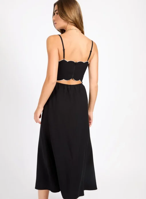 LITTLE MISTRESS Black Linen Midaxi Dress 8