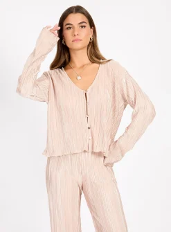 LITTLE MISTRESS Champagne Plisse Top XL
