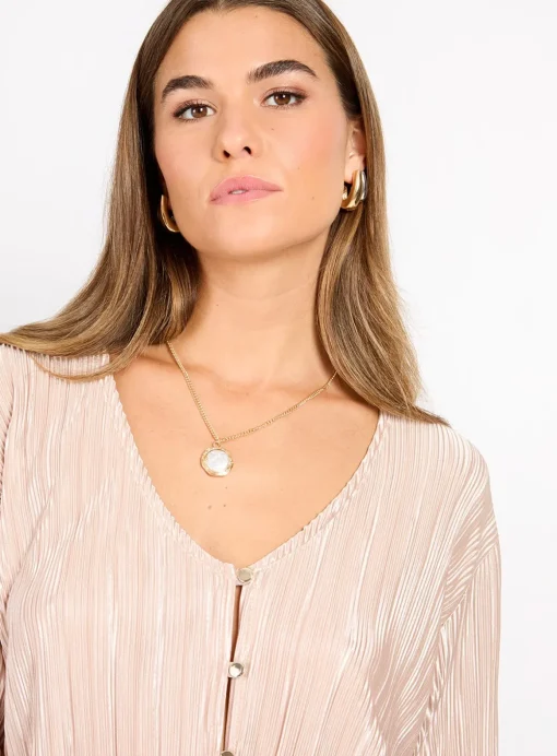 LITTLE MISTRESS Champagne Plisse Top XL