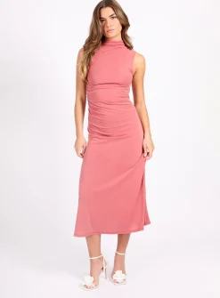 LITTLE MISTRESS Coral Jersey Midaxi Dress 10
