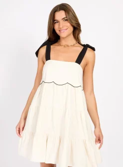 LITTLE MISTRESS Cream Linen Mini Dress 16
