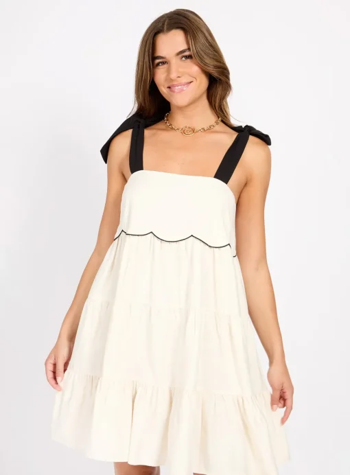 LITTLE MISTRESS Cream Linen Mini Dress 16