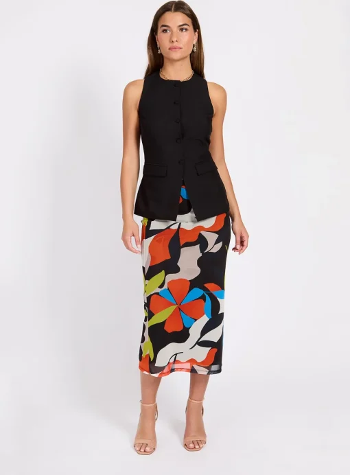 LITTLE MISTRESS Printed Mesh Midi Skirt 12