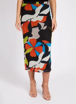 LITTLE MISTRESS Printed Mesh Midi Skirt 12