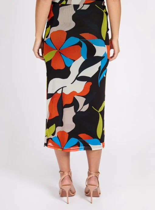 LITTLE MISTRESS Printed Mesh Midi Skirt 12