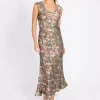 LITTLE MISTRESS Sage Blur Print Maxi Dress 12