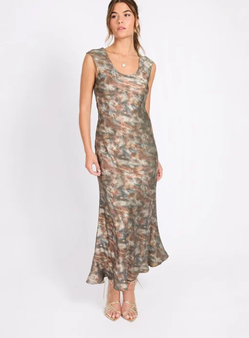 LITTLE MISTRESS Sage Blur Print Maxi Dress 12