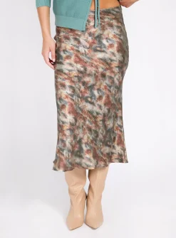 LITTLE MISTRESS Sage Blur Print Skirt 12