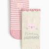 Love My Mummy Slogan Pink Socks 2 Pack 1-6 months