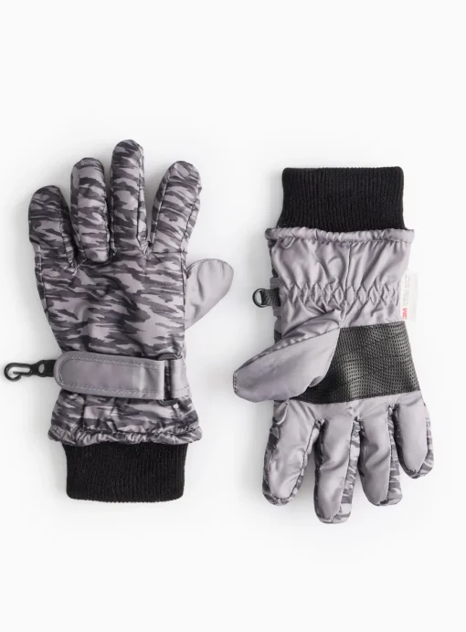 3M™ Thinsulate™ Grey Camo Ski Gloves 3-5 years