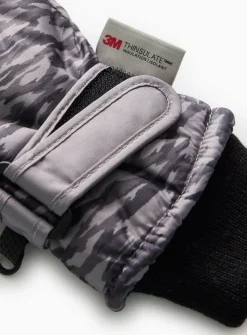 3M™ Thinsulate™ Grey Camo Ski Gloves 3-5 years