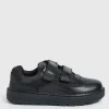 Magic Feet Black Leather Twin Strap Trainers 10 Infant
