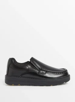 Magic Feet Black Leather Loafer School Shoes 9 Infant