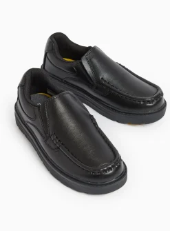 Magic Feet Black Leather Loafer School Shoes 9 Infant
