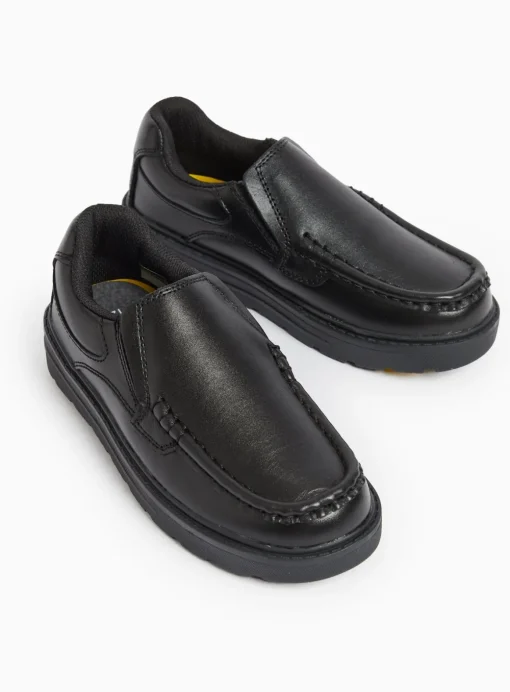 Magic Feet Black Leather Loafer School Shoes 9 Infant