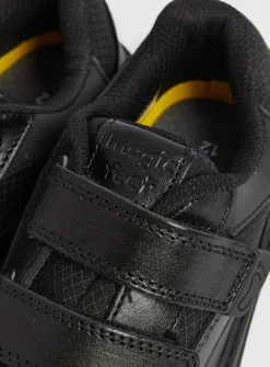 Magic Feet Black Leather Wide Fit Twin Strap Trainers 13 Infant