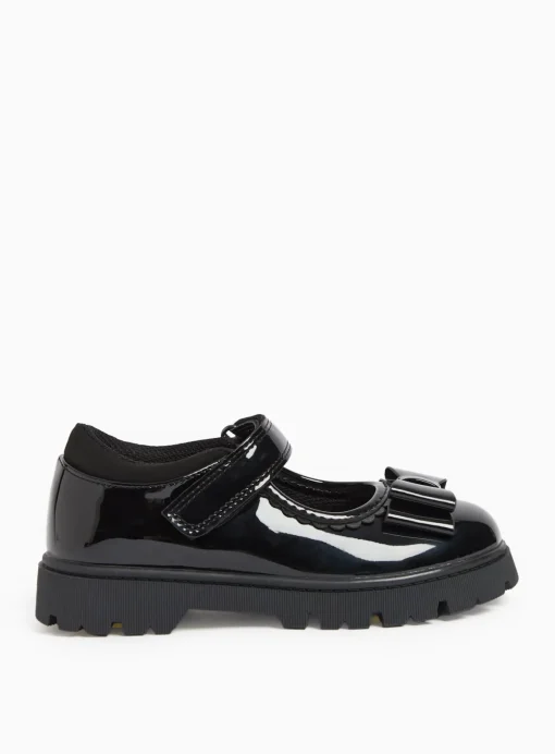 Magic Feet Black Patent Bow Mary Jane Shoes 9 Infant