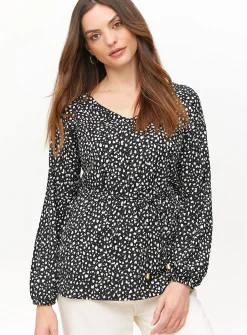 Mark Making Print V Neck Long Sleeve Tunic Top 10