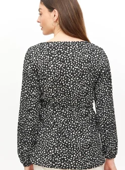 Mark Making Print V Neck Long Sleeve Tunic Top 10
