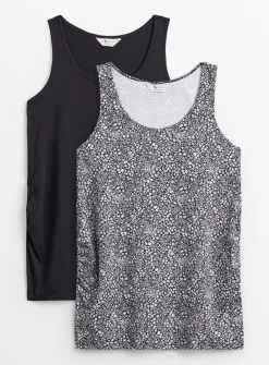 MATERNITY Black & Ditsy Vest Tops 2 Pack 12