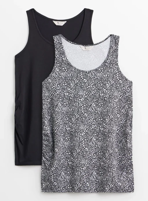 MATERNITY Black & Ditsy Vest Tops 2 Pack 12