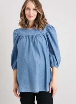 MATERNITY Blue Denim Blouse 12