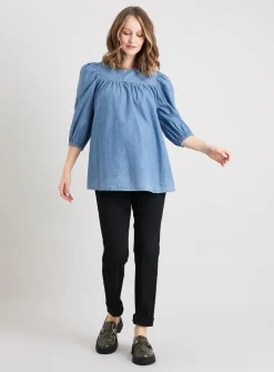 MATERNITY Blue Denim Blouse 12