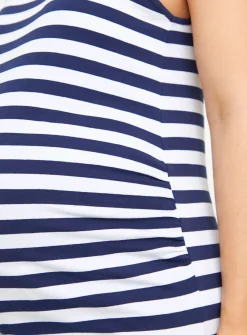MATERNITY Navy & Stripe Vest Top 2 Pack 12