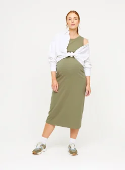 MATERNITY Nursing Khaki Sleeveless Ribbed Dress 20