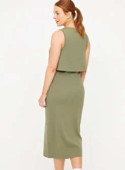 MATERNITY Nursing Khaki Sleeveless Ribbed Dress 20