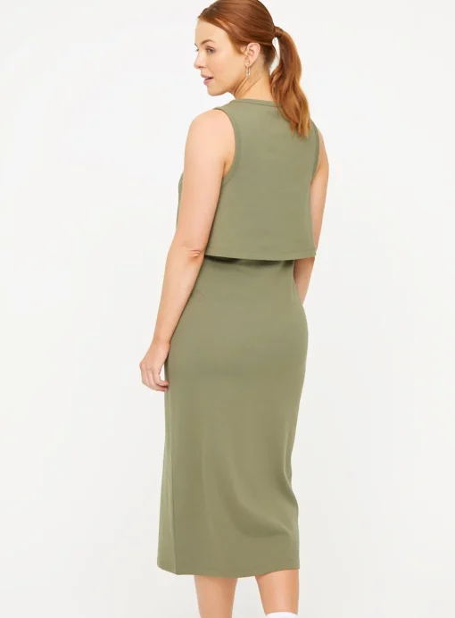 MATERNITY Nursing Khaki Sleeveless Ribbed Dress 20