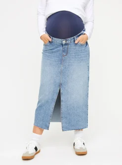 MATERNITY Overbump Mid Wash Denim Maxi Skirt 20