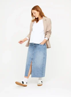 MATERNITY Overbump Mid Wash Denim Maxi Skirt 20