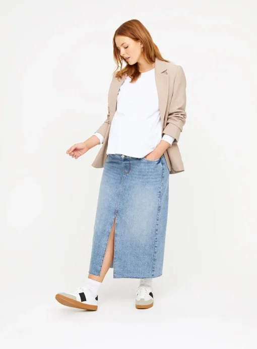 MATERNITY Overbump Mid Wash Denim Maxi Skirt 20