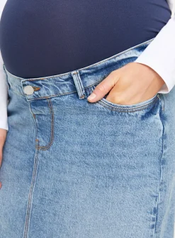 MATERNITY Overbump Mid Wash Denim Maxi Skirt 20