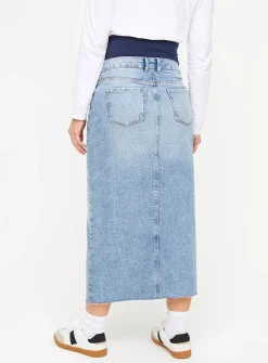 MATERNITY Overbump Mid Wash Denim Maxi Skirt 20