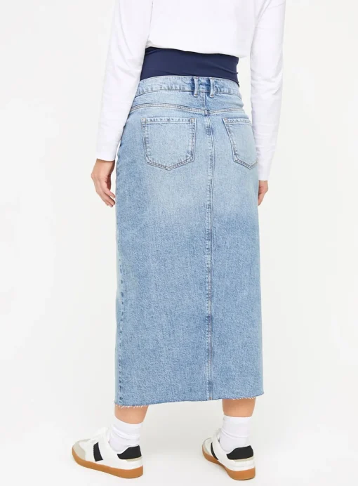 MATERNITY Overbump Mid Wash Denim Maxi Skirt 20