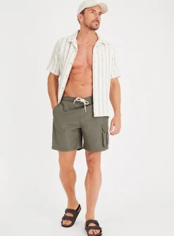 Men's Family Dressing Khaki Cargo Swim Shorts XXXL
