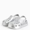 Metallic Silver Ankle Strap Chunky Clogs 5