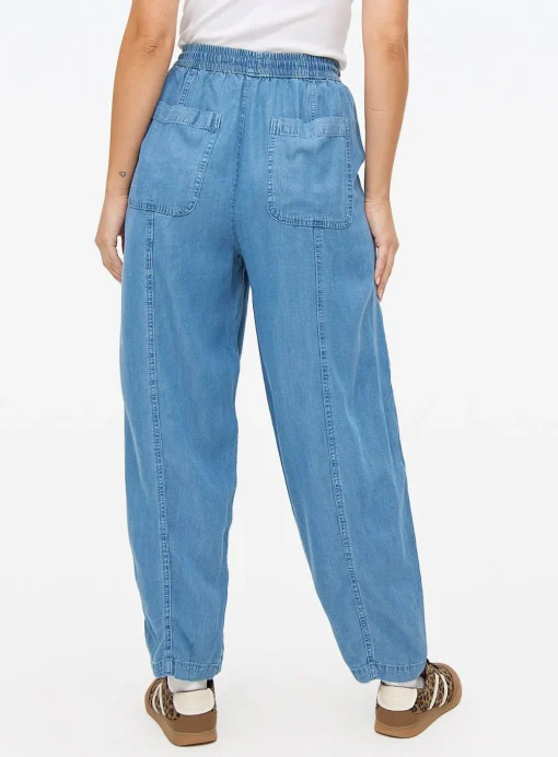 Mid Blue Chambray Barrel Leg Trousers 14