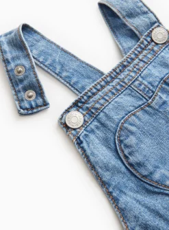 Mid Blue Heart Detail Denim Dungarees 1-2 years