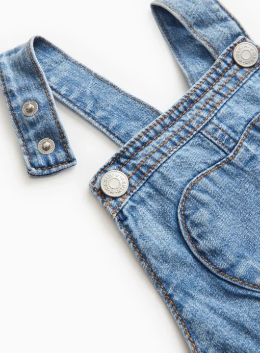 Mid Blue Heart Detail Denim Dungarees 1-2 years