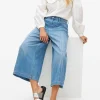 Mid Blue Panel Denim Culottes 8