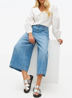 Mid Blue Panel Denim Culottes 8