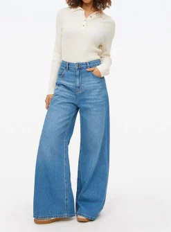 Mid Blue Wash Palazzo Wide Leg Jeans 8L