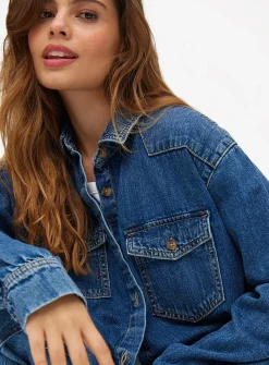 Mid Blue Washed Relaxed Fit Denim Shirt 18