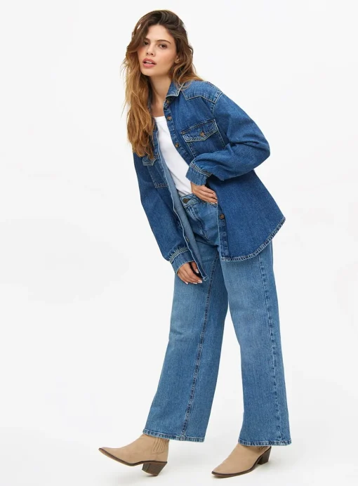 Mid Blue Washed Relaxed Fit Denim Shirt 18