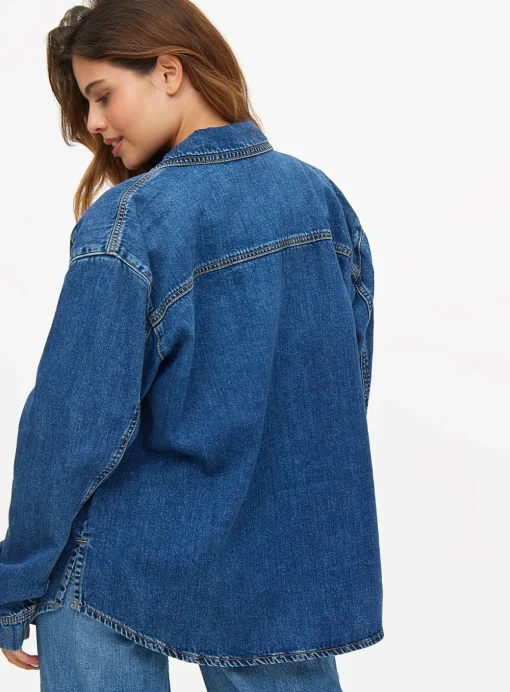 Mid Blue Washed Relaxed Fit Denim Shirt 18