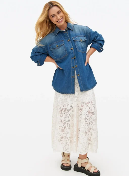 Mid Denim Oversized Shirt XXL