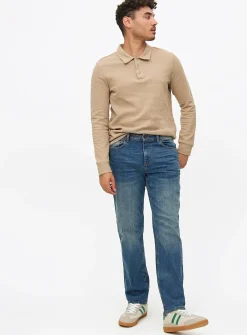 Mid Denim Straight Leg Jeans 30R